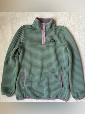 L.L. Bean Airlight Sage Green Quarter Snap Pullover Jacket Women Size Small Tall